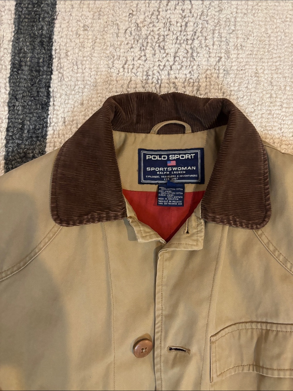 Polo Ralph Lauren Tan Corduroy Collar Coat - Picture 2 of 5